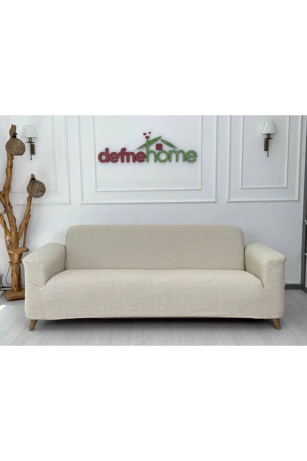 Döşemelik Kumaş Düz Keten Lastikli Kayma Yapmayan 3 Kişilik 1 Adet Büyük Kanepe Örtüsü