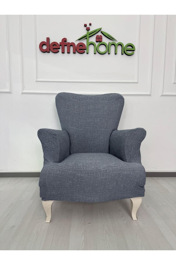 Döşemelik Kumaş Düz Keten Lastikli Kayma Yapmayan 1  Adet Berjer Koltuk Örtüsü