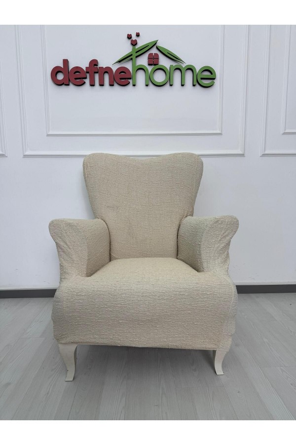 Döşemelik Kumaş Düz Keten Lastikli Kayma Yapmayan 1  Adet Berjer Koltuk Örtüsü